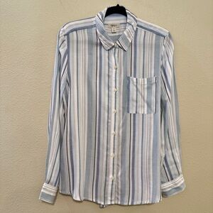 Style & Co. Blue and White Striped Button-Down Shirt